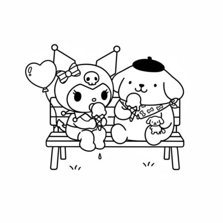 Kuromi e seu amigo fofinho (Desenho para Colorir)