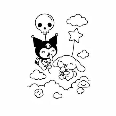 Kuromi e seu amigo fofinho (Desenho para Colorir)