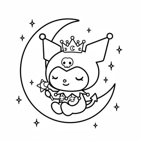 Kuromi na Lua Fofinha (Desenho para Colorir)