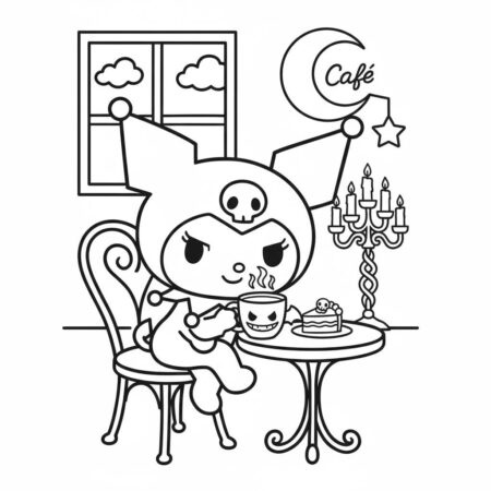 Kuromi no café fofo (Desenho para Colorir)