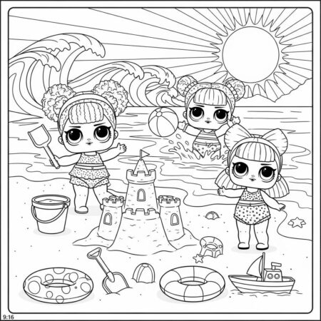 LOL Surprise Aventura na Praia (Desenho para Colorir)