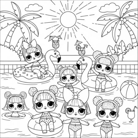 LOL Surprise Festa na Piscina (Desenho para Colorir)