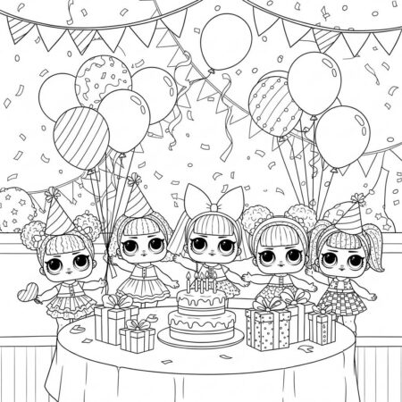 LOL Surprise Festas Coloridas (Desenho para Colorir)