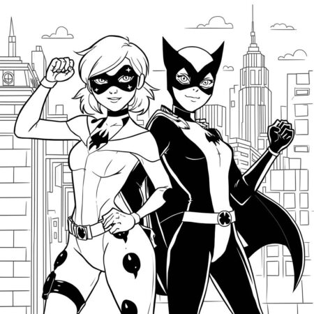 Ladybug e Cat Noir (Desenho para Colorir)