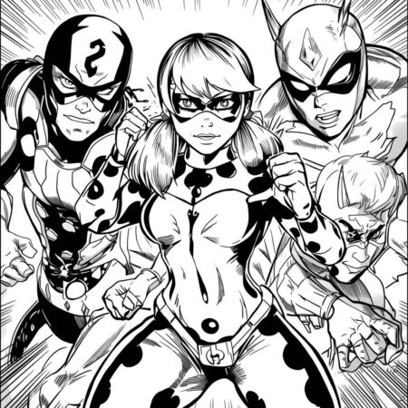Ladybug e seus Inimigos (Desenho para Colorir)