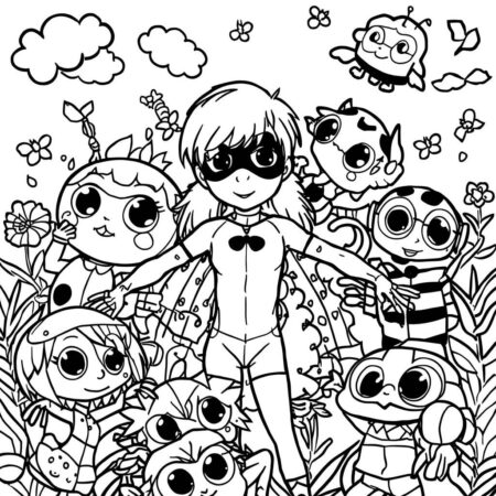 Ladybug e seus Kwamis (Desenho para Colorir)