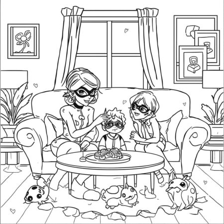 Ladybug e sua Familia (Desenho para Colorir)