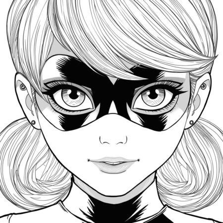 Ladybug e sua Mascara (Desenho para Colorir)
