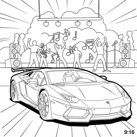 Lamborghini and Music (Desenho para Colorir)