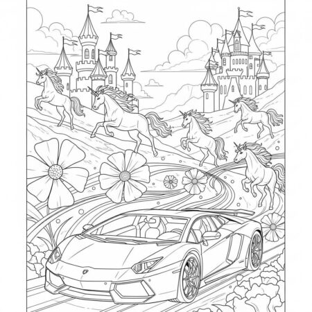 Lamborghini in a Fantasy World (Desenho para Colorir)