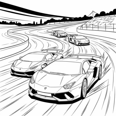 Lamborghini in a Race (Desenho para Colorir)