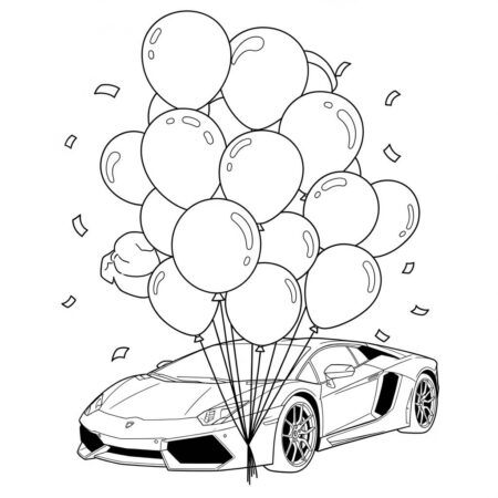 Lamborghini with Balloons (Desenho para Colorir)