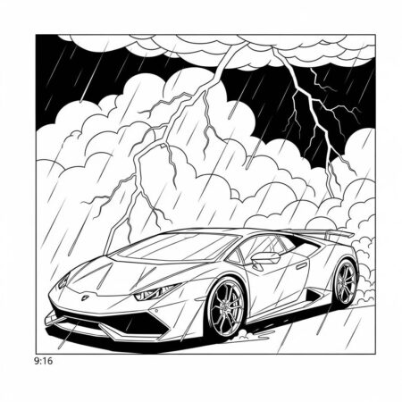Lamborghini with Lightning (Desenho para Colorir)