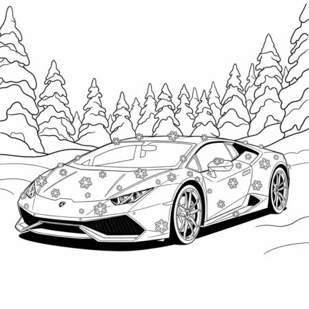 Lamborghini with Snowflakes (Desenho para Colorir)
