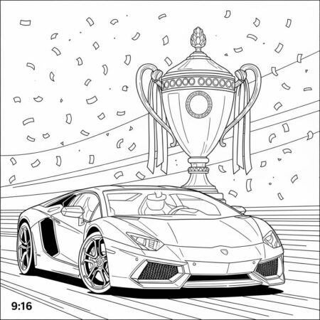 Lamborghini with a Trophy (Desenho para Colorir)