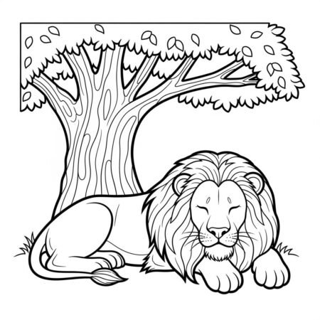 Leao Dormindo (Desenho para Colorir)
