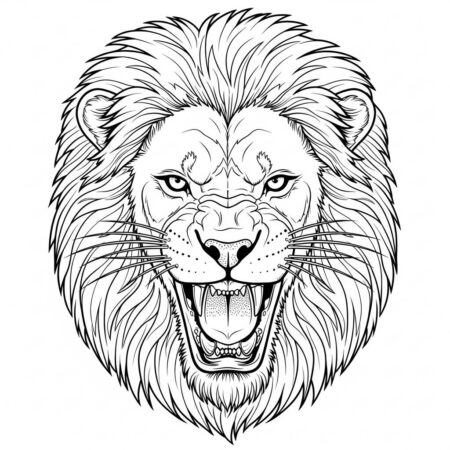 Leao Realista Detalhado (Desenho para Colorir)