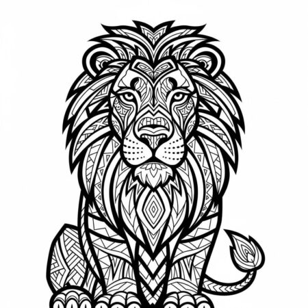 Leao Tribal Artistico (Desenho para Colorir)