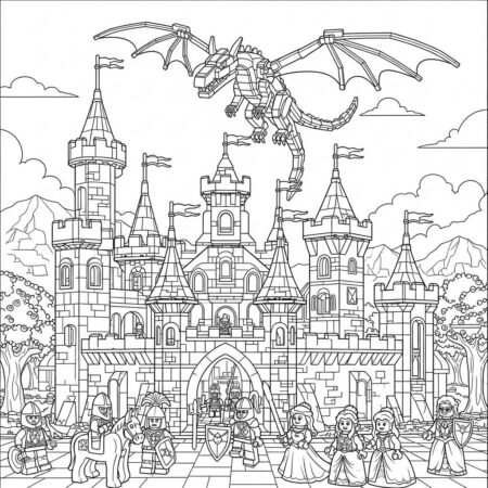Lego Castelos e Dragoes (Desenho para Colorir)