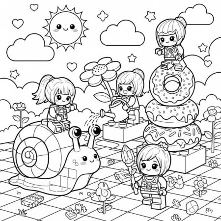 Lego Estilo Kawaii (Desenho para Colorir)