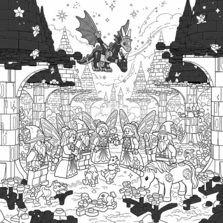 Lego Fadas e Magos (Desenho para Colorir)