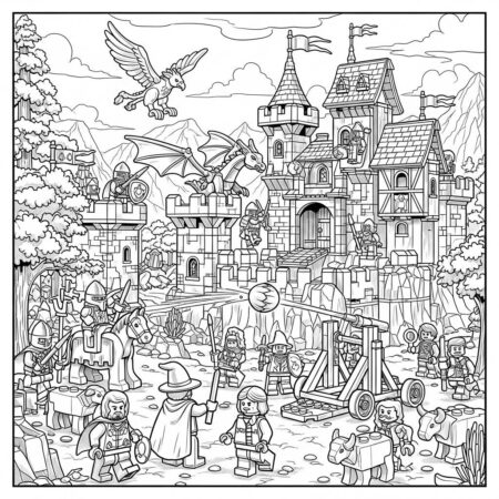 Lego Fantasia Medieval (Desenho para Colorir)