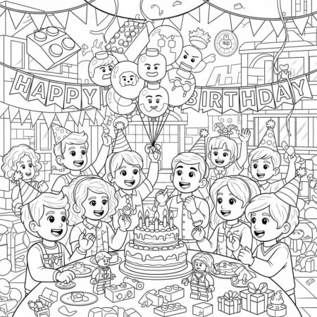 Lego Festa de Aniversario (Desenho para Colorir)