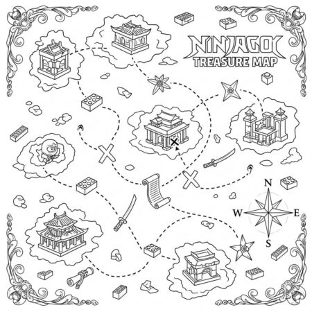 Lego Ninjago Adventure Map (Desenho para Colorir)