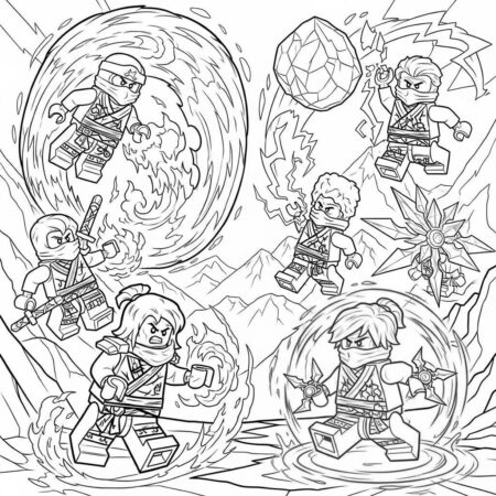 Lego Ninjago Elemental Masters (Desenho para Colorir)