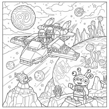 Lego Viagem Espacial (Desenho para Colorir)