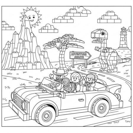 Lego Viagem de Carro (Desenho para Colorir)