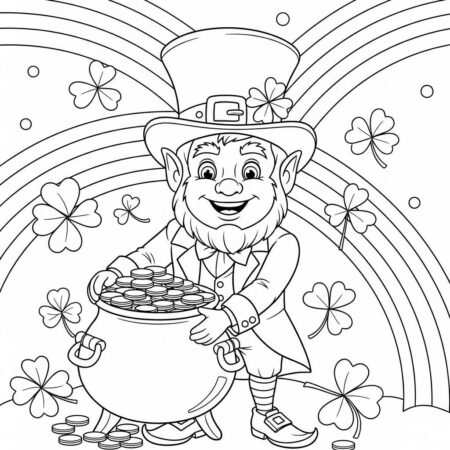 Leprechaun Sorridente (Desenho para Colorir)