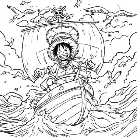 Luffy Aventura em Alto Mar (Desenho para Colorir)