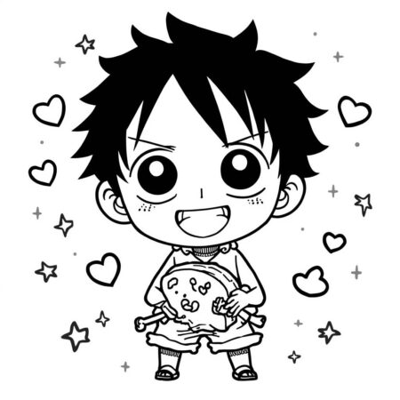 Luffy Kawaii (Desenho para Colorir)