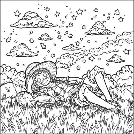 Luffy Sonhando (Desenho para Colorir)