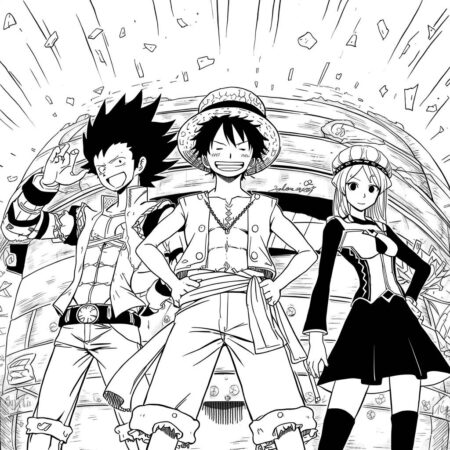 Luffy e Amigos (Desenho para Colorir)