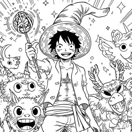 Luffy e a Magia (Desenho para Colorir)