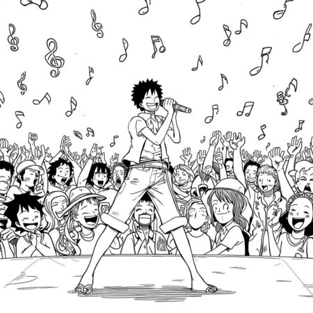 Luffy e a Musica (Desenho para Colorir)