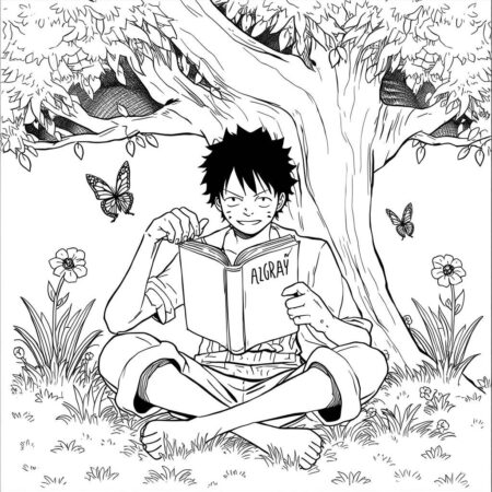 Luffy e a Natureza (Desenho para Colorir)