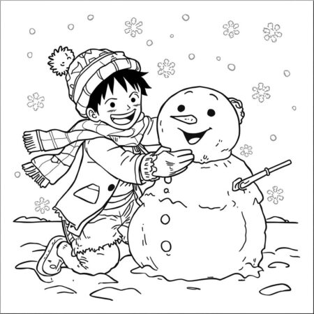 Luffy e a Neve (Desenho para Colorir)