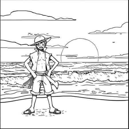 Luffy e o Sol (Desenho para Colorir)