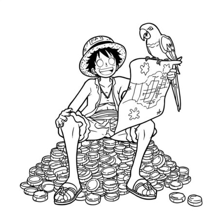 Luffy e o Tesouro (Desenho para Colorir)