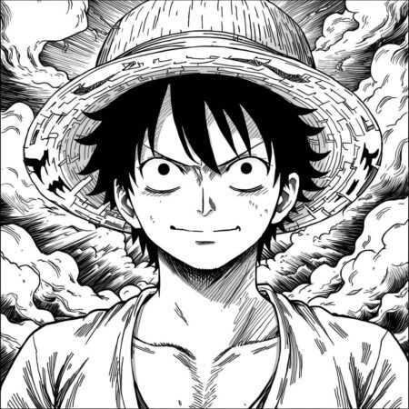 Luffy em Estilo Realista (Desenho para Colorir)