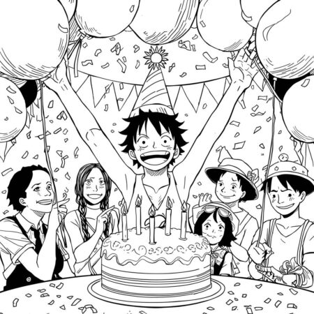 Luffy em Festa (Desenho para Colorir)