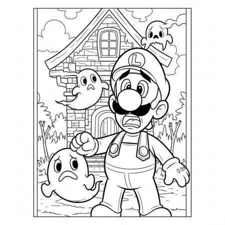 Luigi e Fantasmas (Desenho para Colorir)
