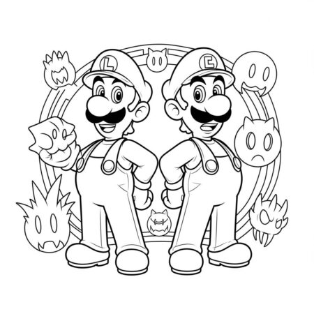 Luigi e Mario (Desenho para Colorir)