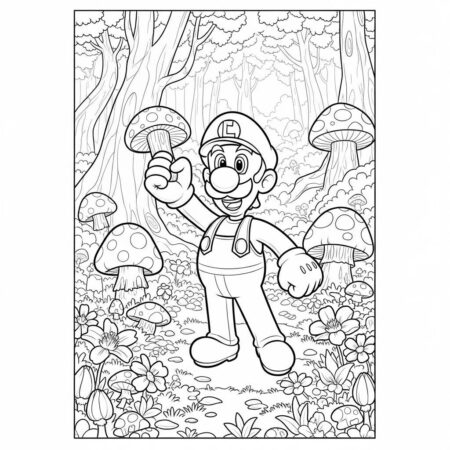Luigi na Floresta (Desenho para Colorir)