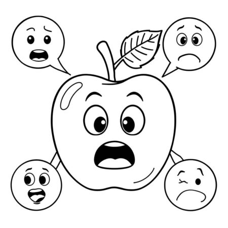 Maca com Carinha de Emocao (Desenho para Colorir)