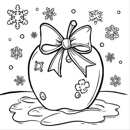 Maca de Natal Decorada (Desenho para Colorir)