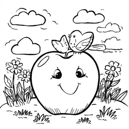 Maca e Amigo Passaro (Desenho para Colorir)